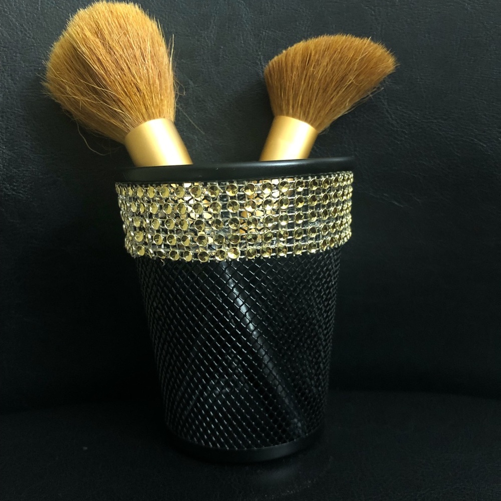 New! Custom Black and gold metal storage cup